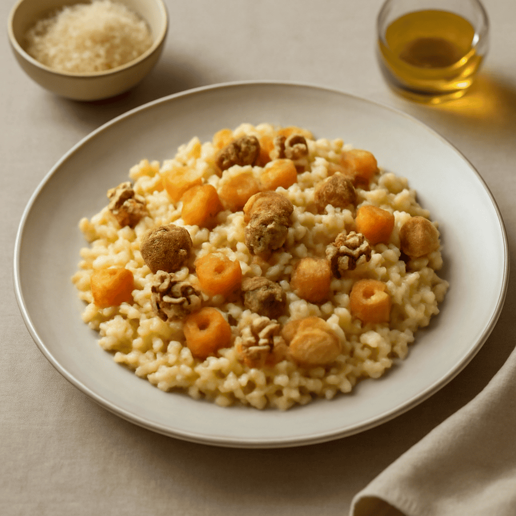 Risotto zucca amaretti e noci