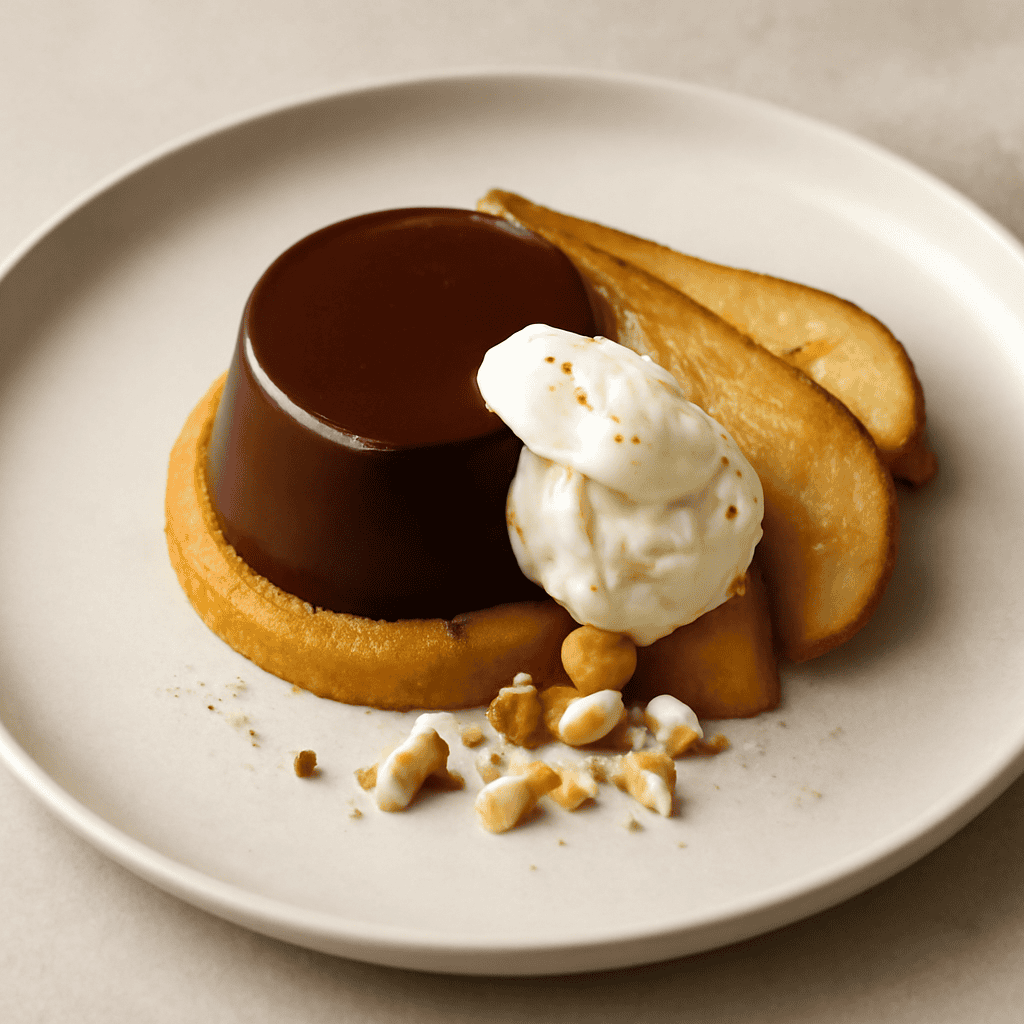 Sablè pere e flan al cioccolato