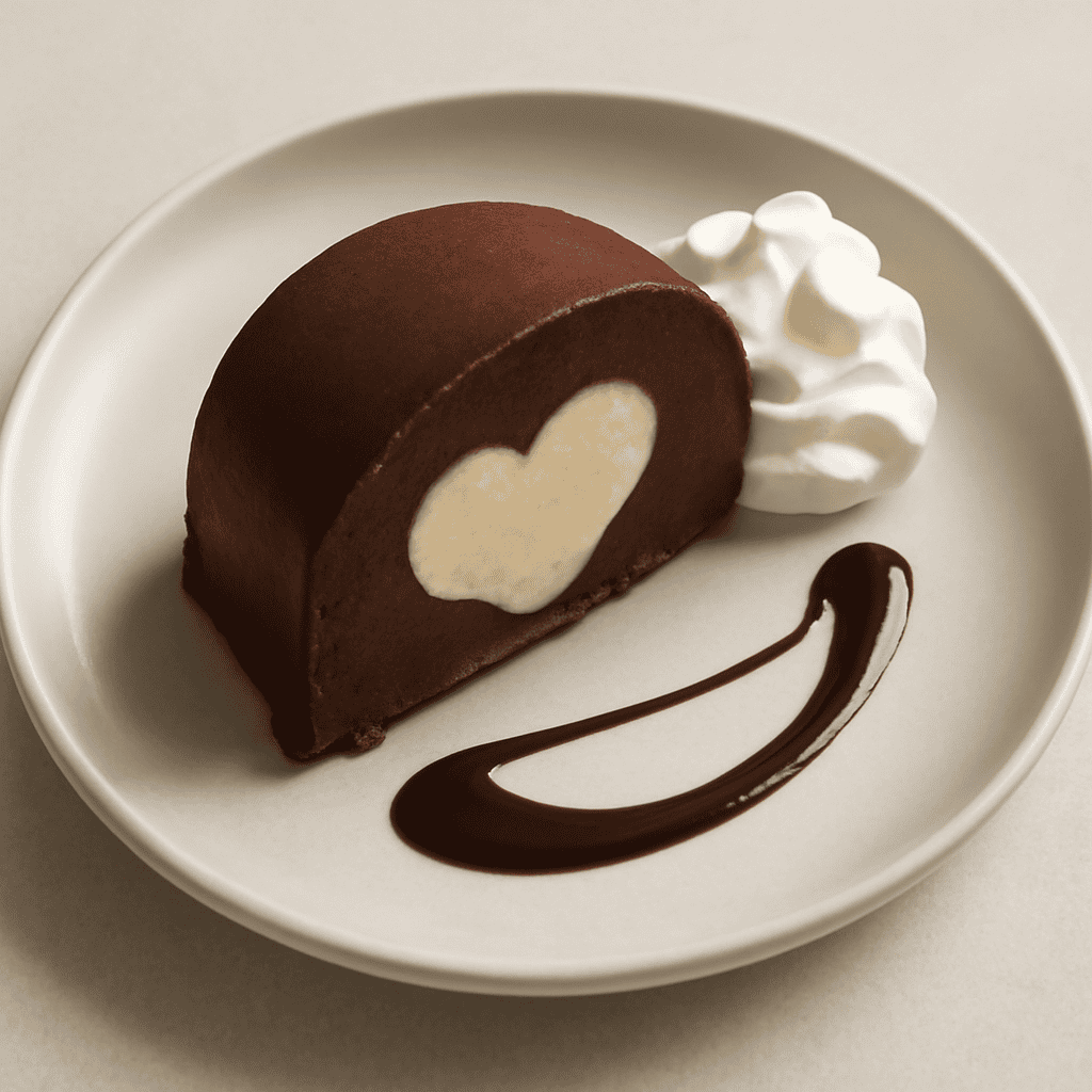 SEMIFREDDO AL CIOCCOLATO FONDENTE CON CUORE DI SEMIFREDDO BIANCO