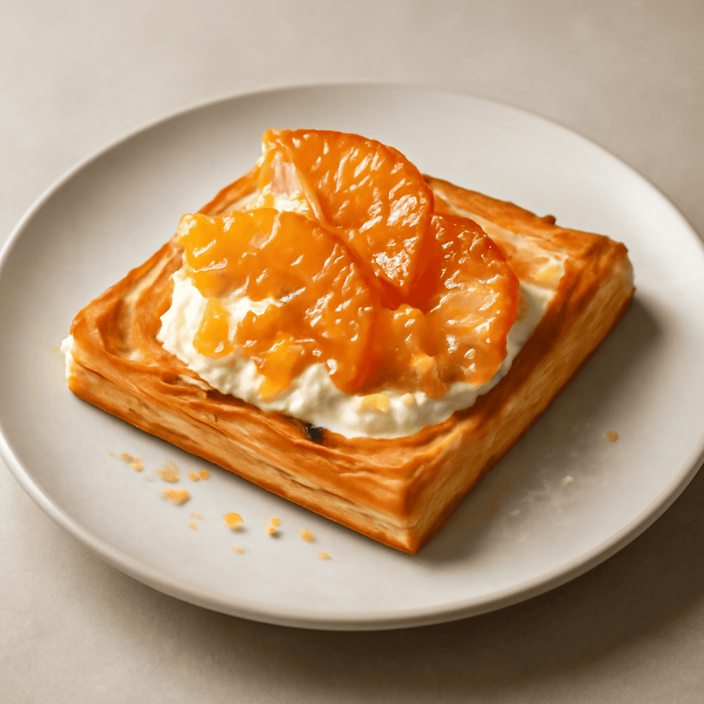 Sfoglia con crema di ricotta e mandarino candito