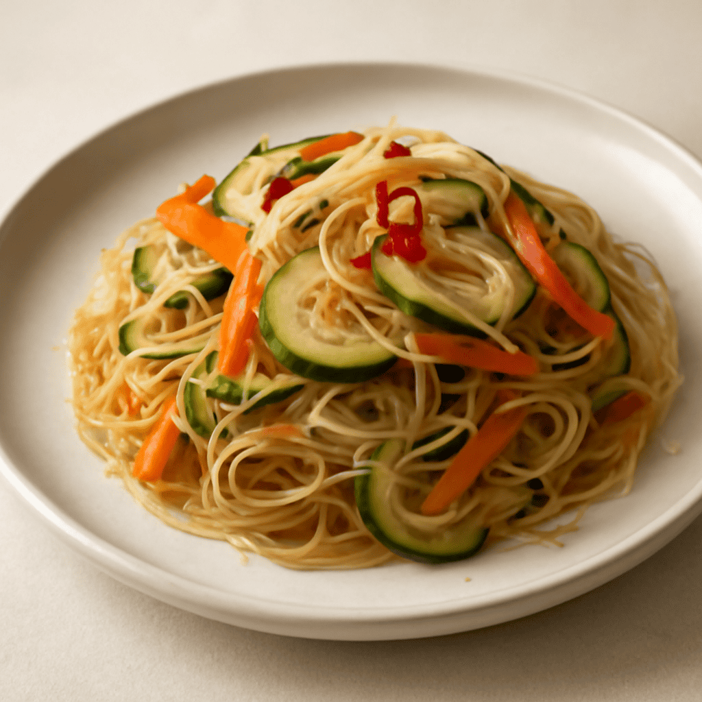 spaghetti di riso con verdure