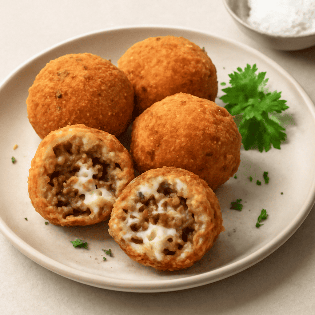 Supplì ai funghi con prosciutto e mozzarella