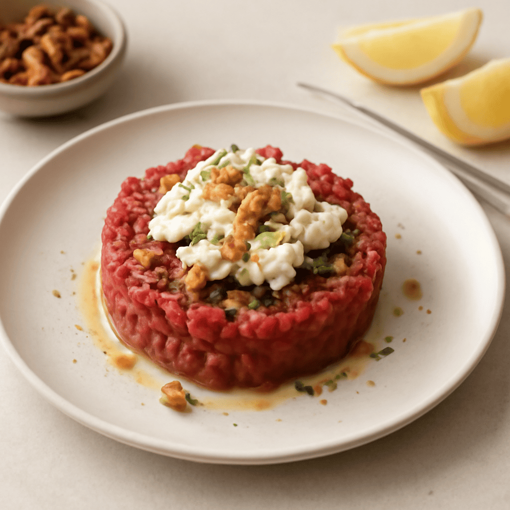 Tartara di manzo con formaggio caprino