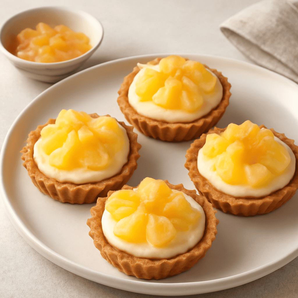 Tartellette con crema al cocco e ananas e zenzero candito