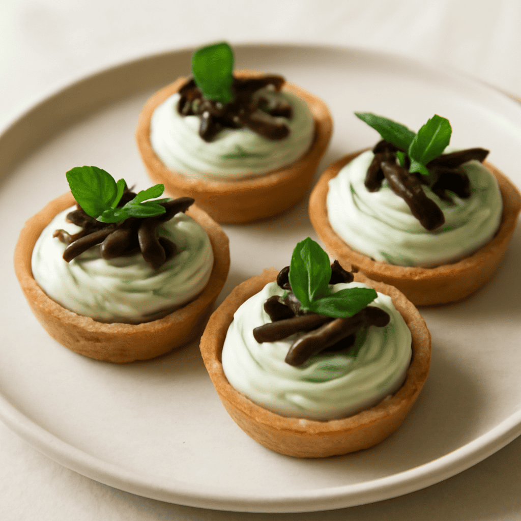 Tartellette con mousée alla menta
