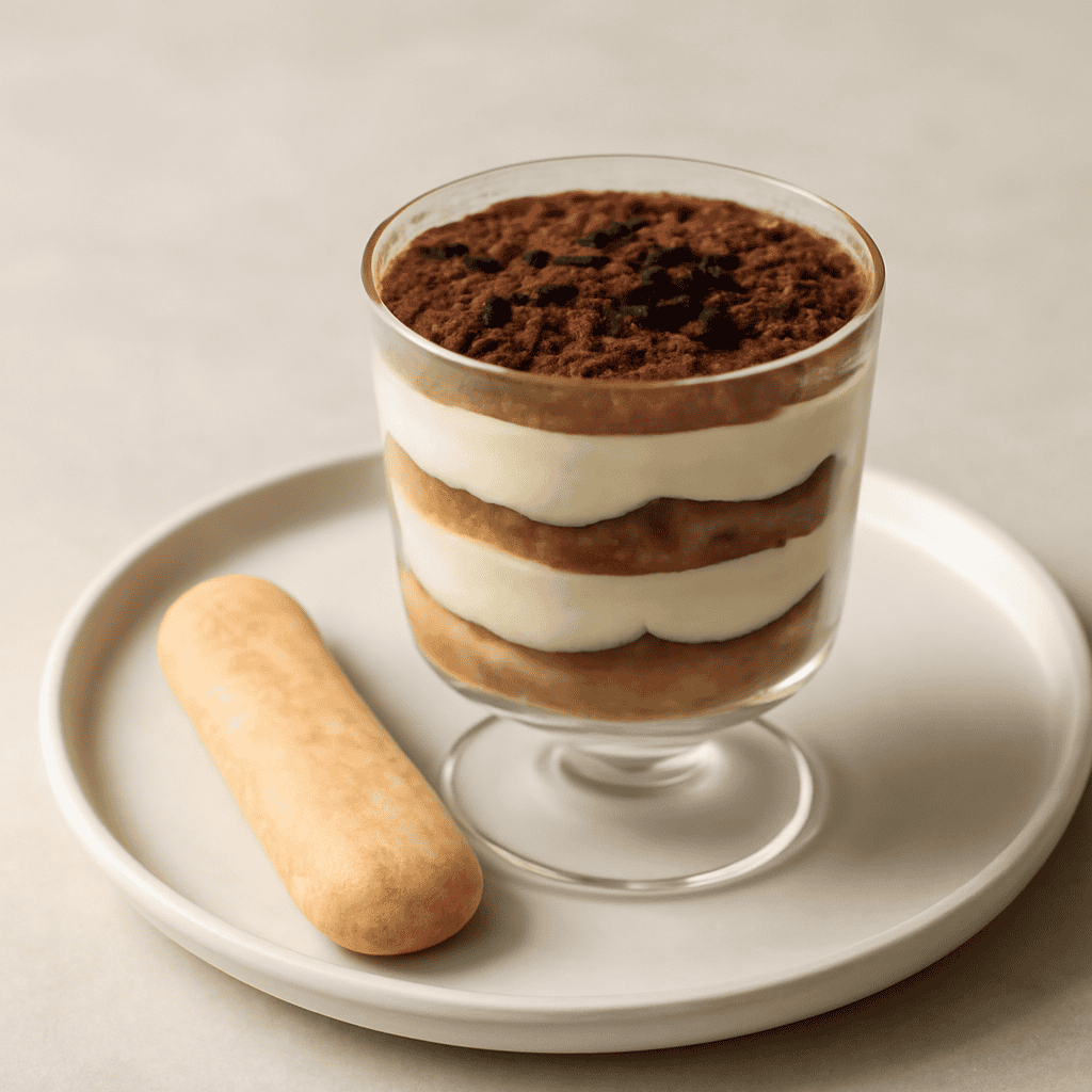 Tiramisù al bicchiere con bisquit savoiardo