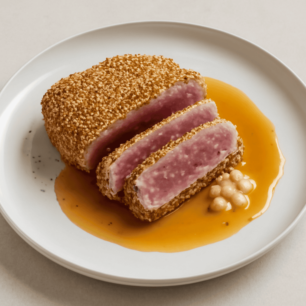 Tonno in crosta di sesamo con salsa di miele e birra