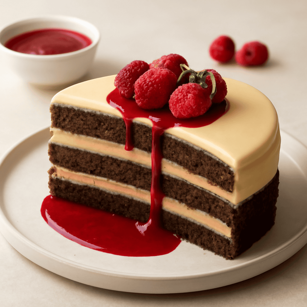 Torta caffè e lamponi