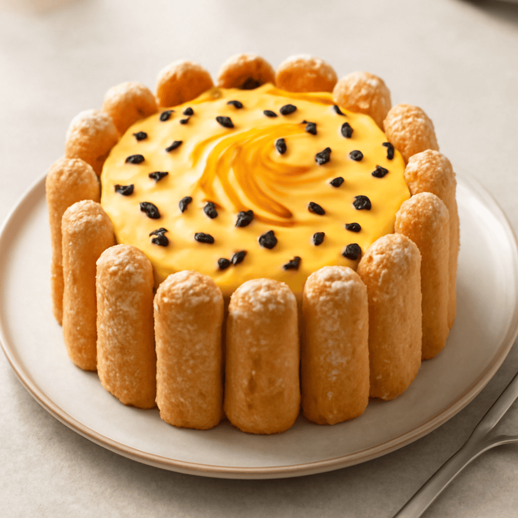TORTA CHARLOTTE CON CREMA ALL’ARANCIA E GOCCE DI CIOCCOLATO