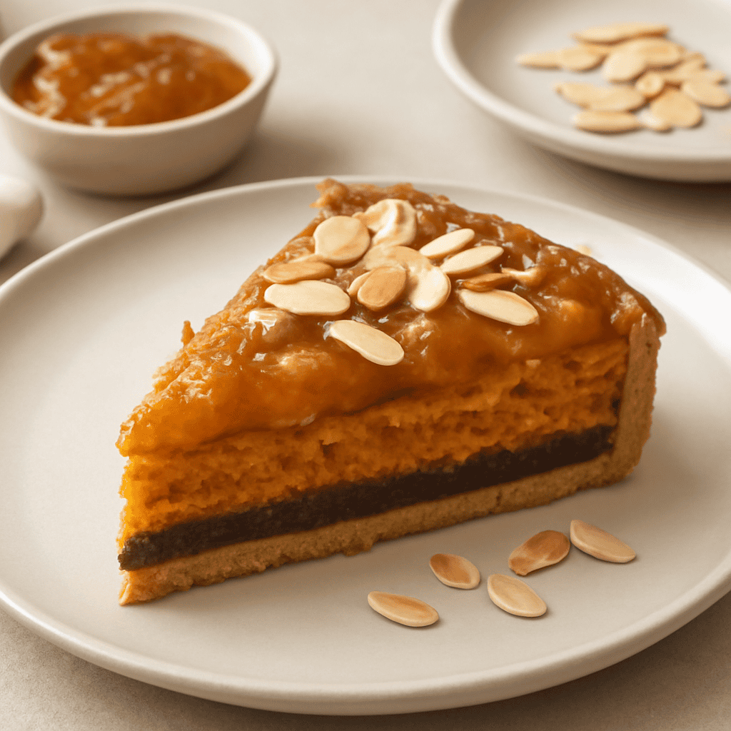 Torta di carote e zenzero con confettura di mele e mandorle