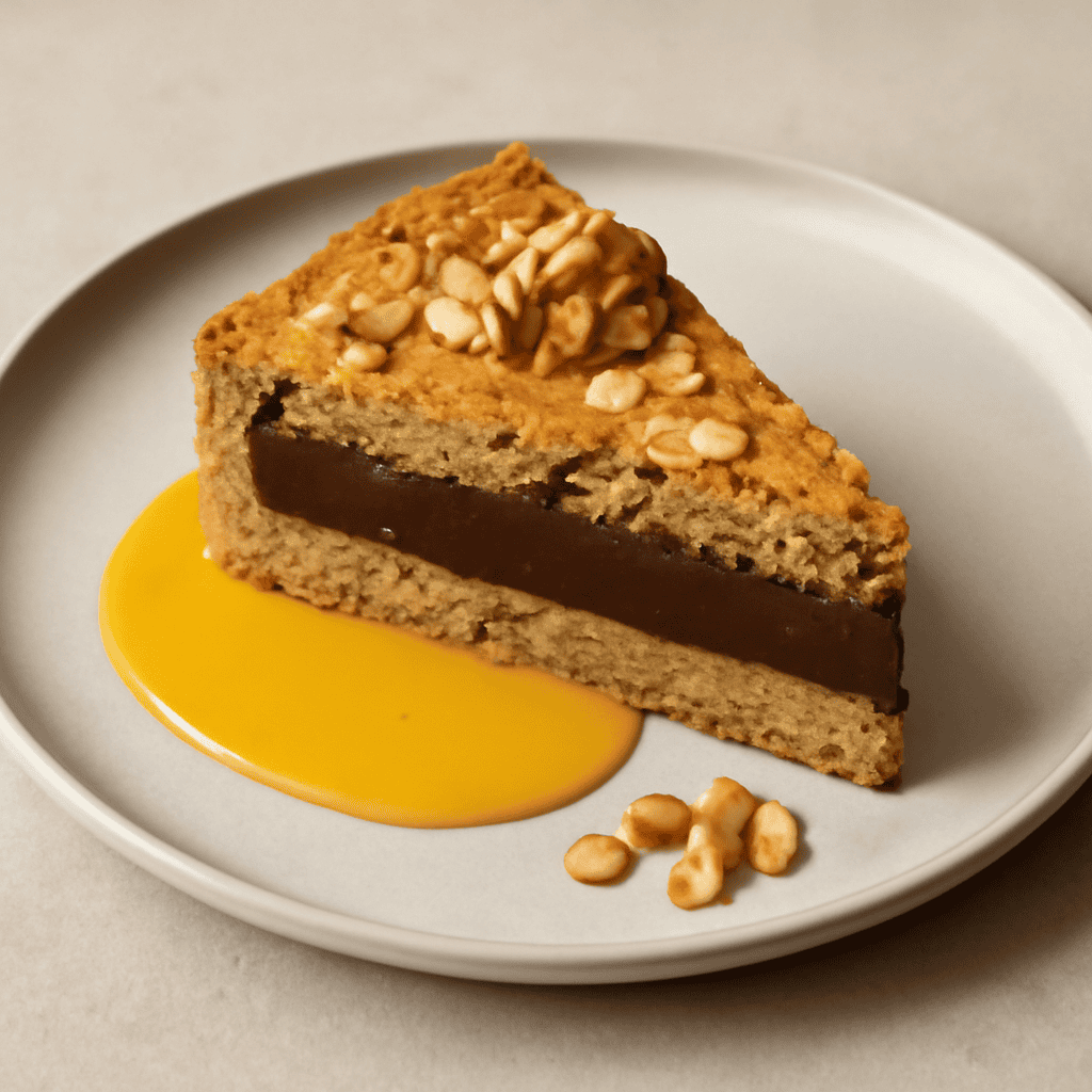 TORTA DI NOCI E MANDORLE CON CREMA AL CIOCCOLATO E ZAFFERANO