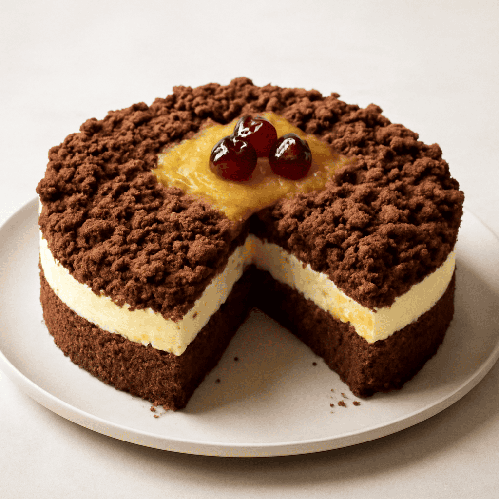 Torta MIMOSA al CACAO con crem diplomatica e gelè di limone
