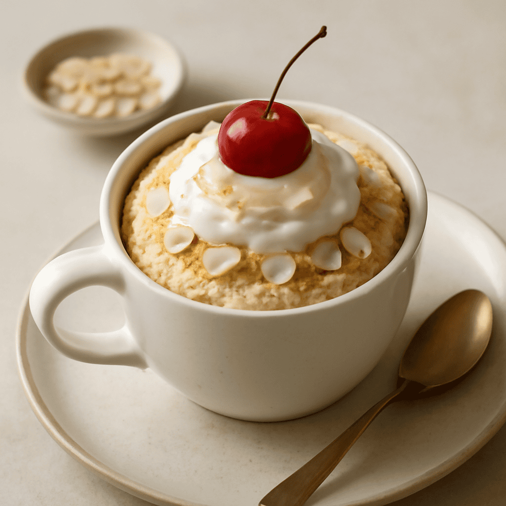 tortine in tazza con cioccolato bianco mandorle e cherry
