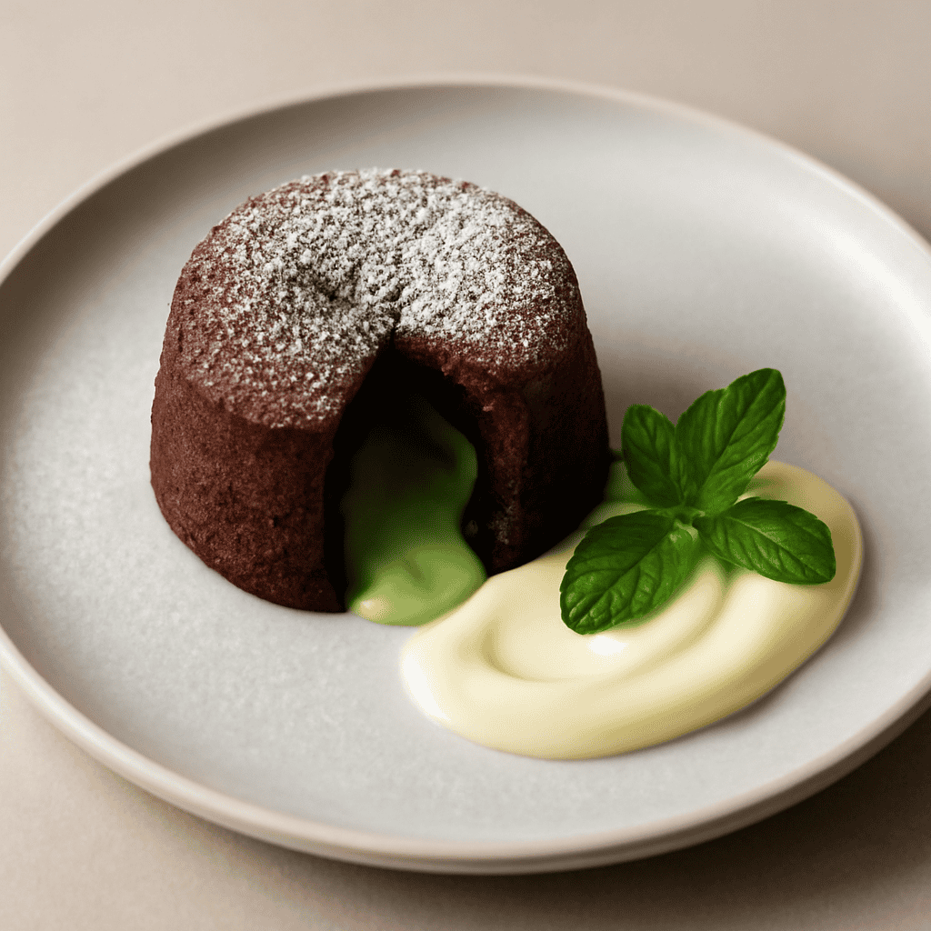 Tortino di cioccolato al cuore di menta