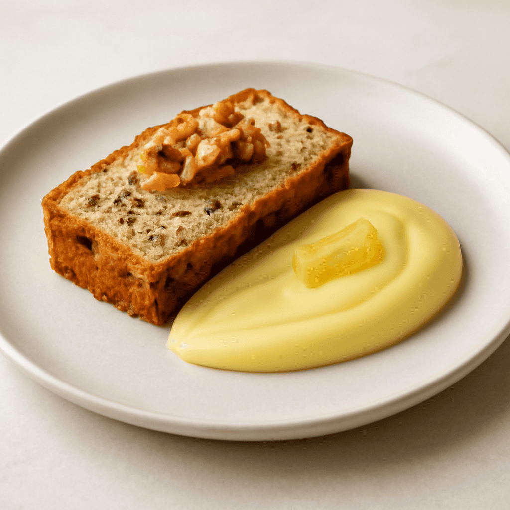 Trancetto di ricotta e noci con crema allo zenzero
