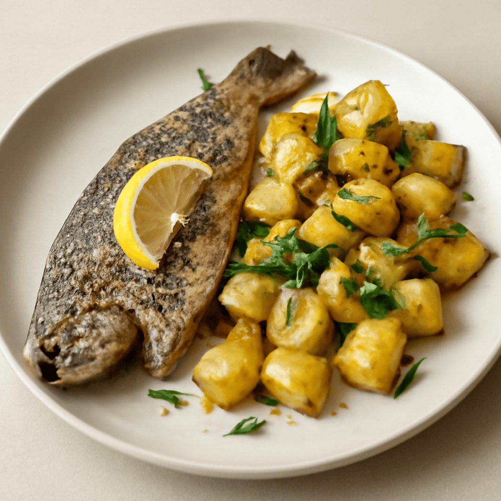 TROTA AL LIMONE E SEMI DI PAPAVERO CON PATATE ALLE ERBE AROMATICHE