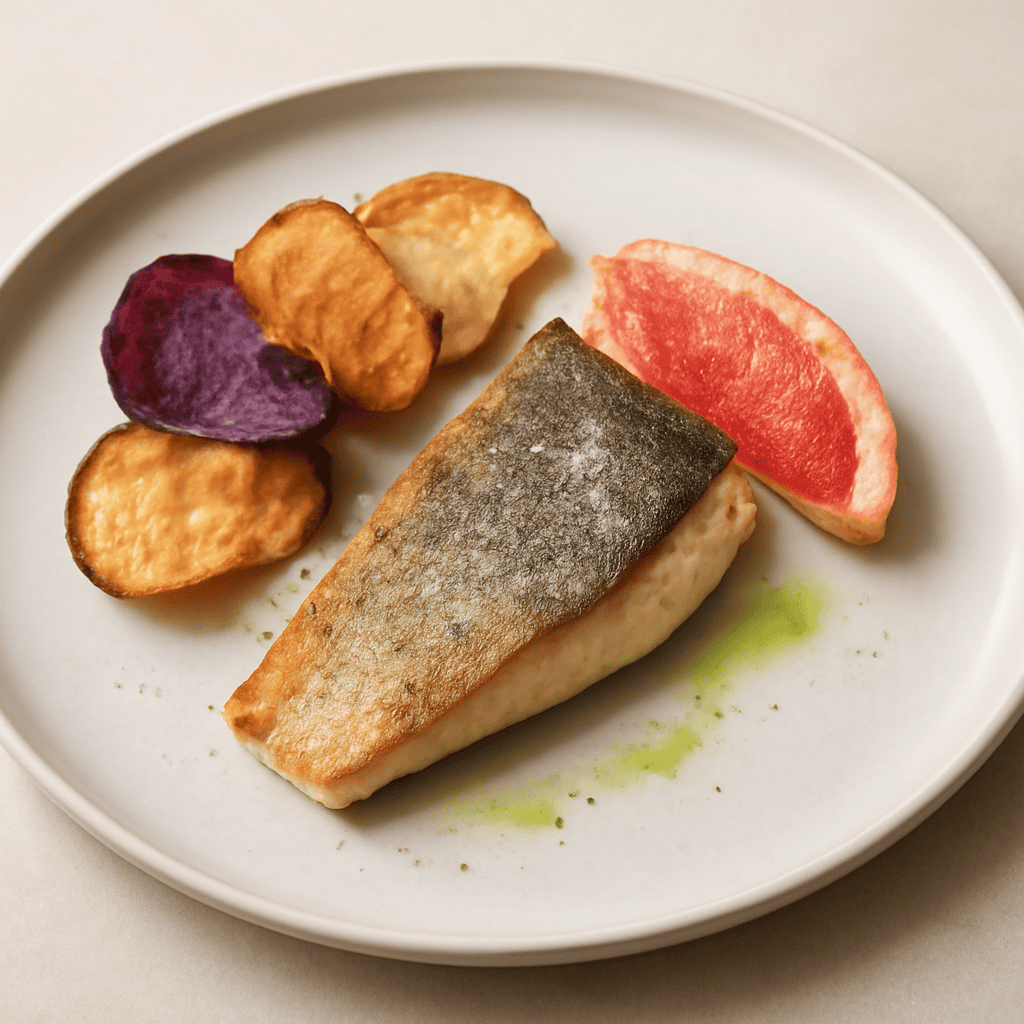 Trota aromatizzata con tris di chips croccanti