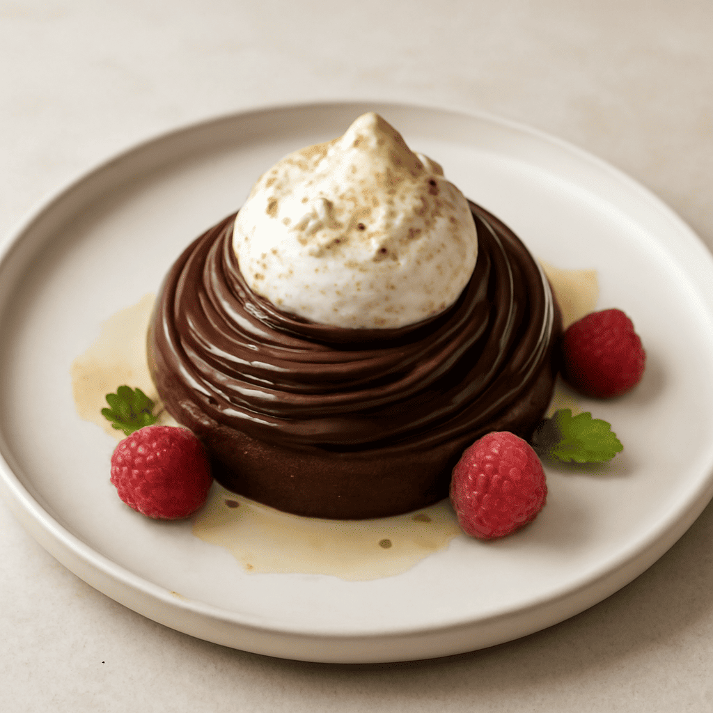 vortice di ganache con meringa alle mandorle
